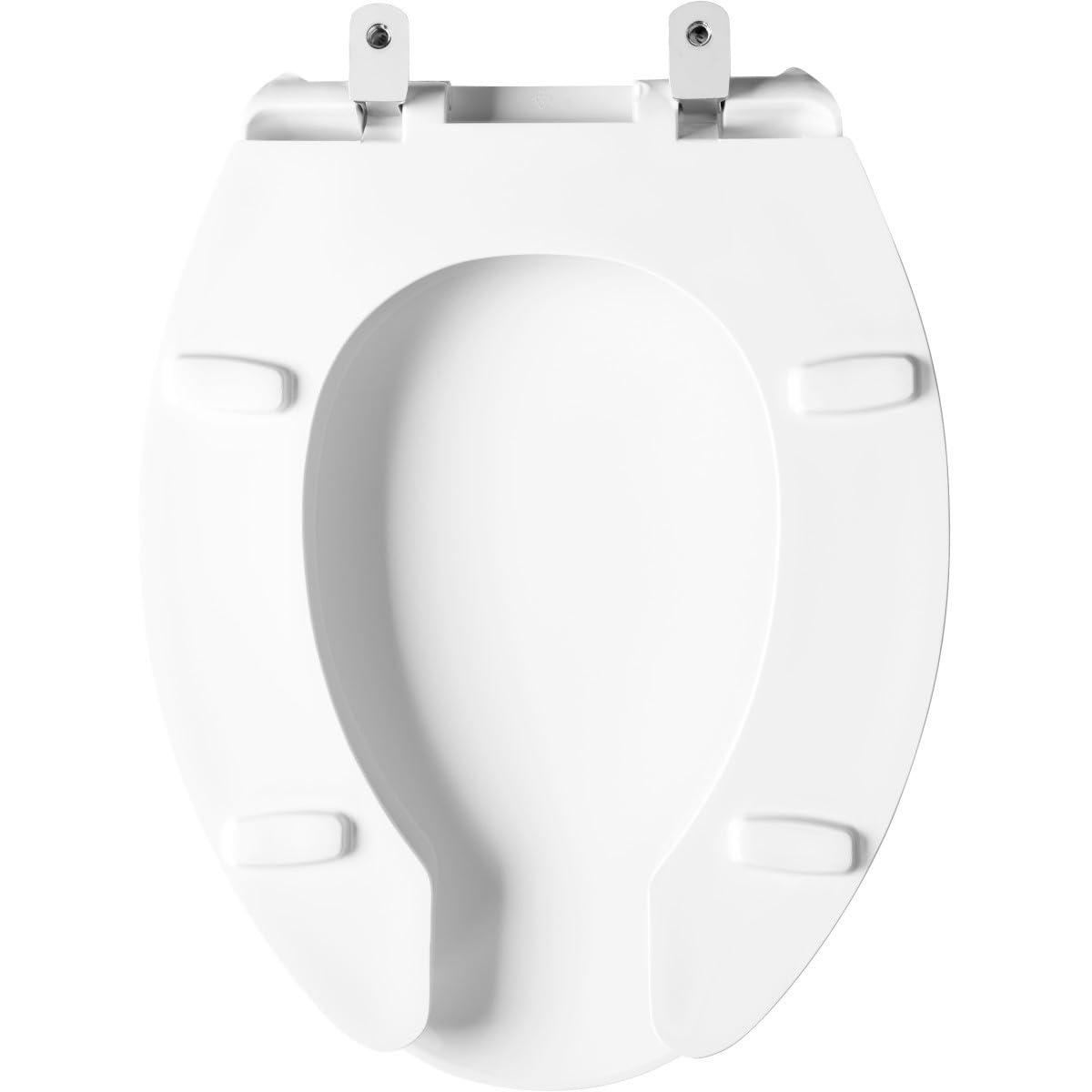 Bemis 1950SSTDG 000 Commercial Elongated Open-Front Toilet Seat with Dura Guard