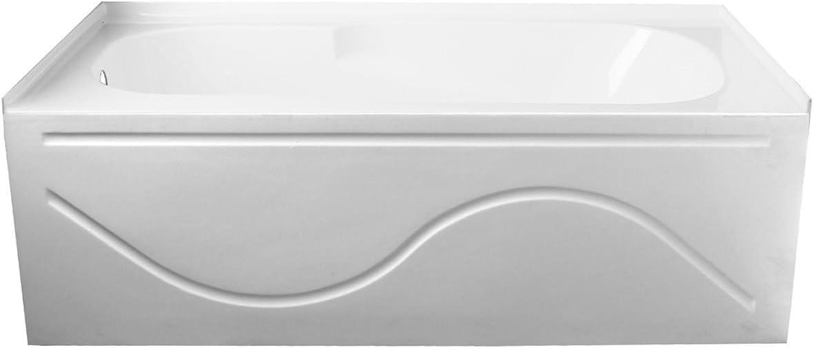 Kingston Brass Aqua Eden 60-Inch Acrylic Rectangular 3-Wall Alcove Tub with Anti Skid and Drain Hole