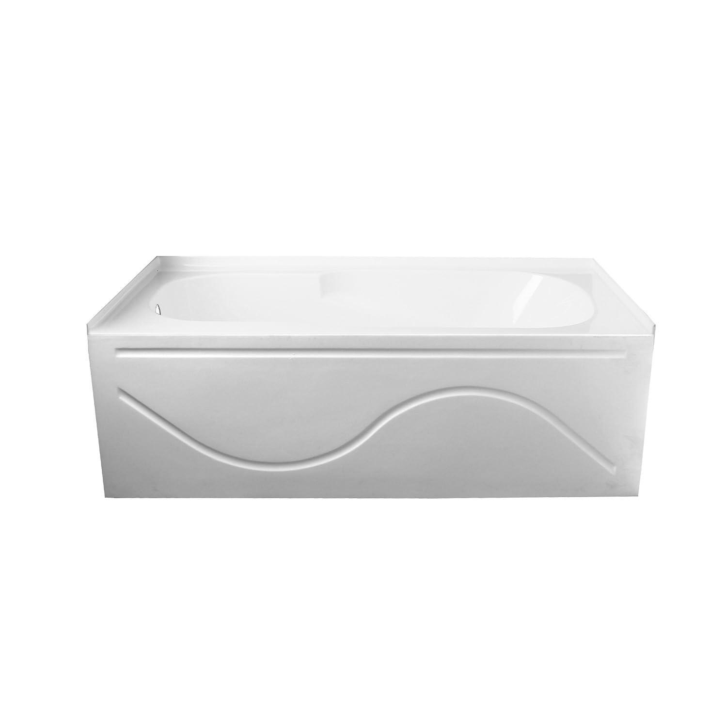 Kingston Brass Aqua Eden 60-Inch Acrylic Rectangular 3-Wall Alcove Tub with Anti Skid and Drain Hole