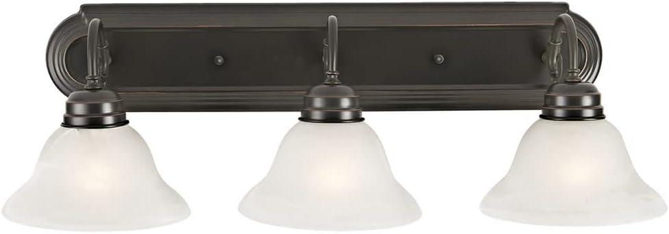 Millbridge Oil-Rubbed Bronze 3-Light Vanity with Alabaster Glass