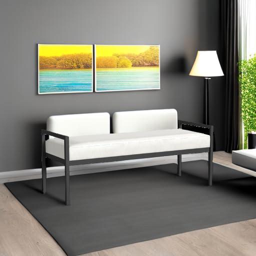 HomePop Modern Metal Bench Cream: Rectangle Upholstered Indoor Bench, End of Bed Seating, Polyester