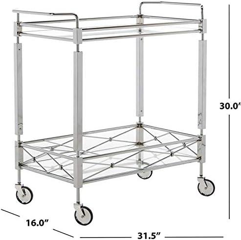 Ingrid 2 Tier Bar Cart - Chrome/Tempered Glass - Safavieh