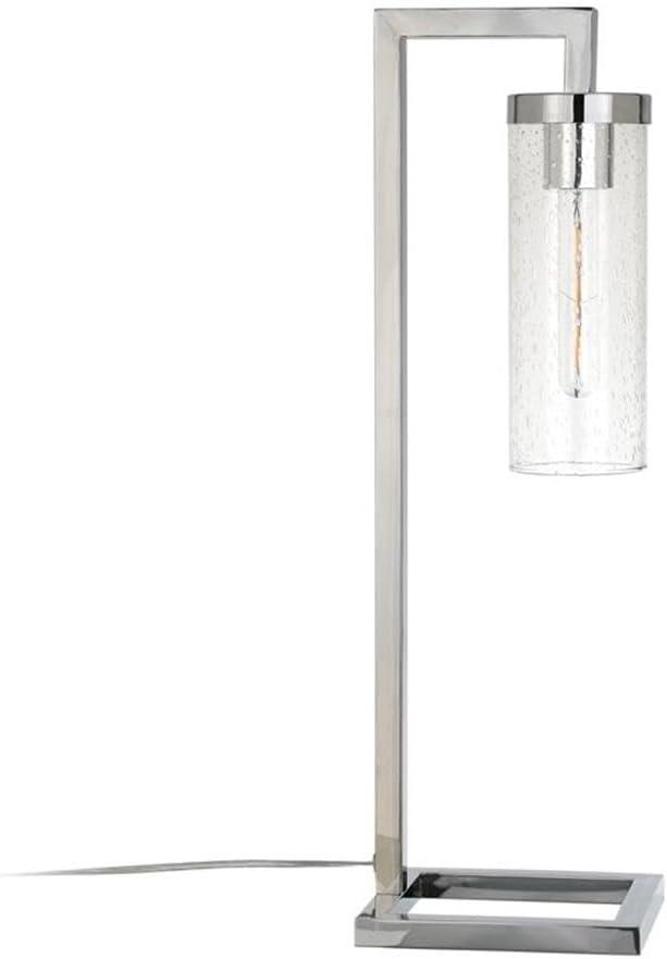 Evelyn&Zoe Modern Metal Table Lamp with Seeded Glass Shade