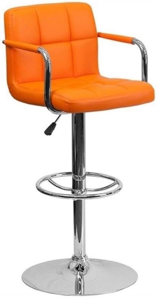 Flash Furniture Contemporary Quilted Vinyl Adjustable Height Barstool with Arms and Chrome Base