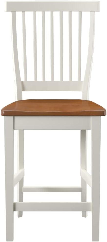 Homestyles Americana Traditional Wood Counter Stool in Antique White and Oak