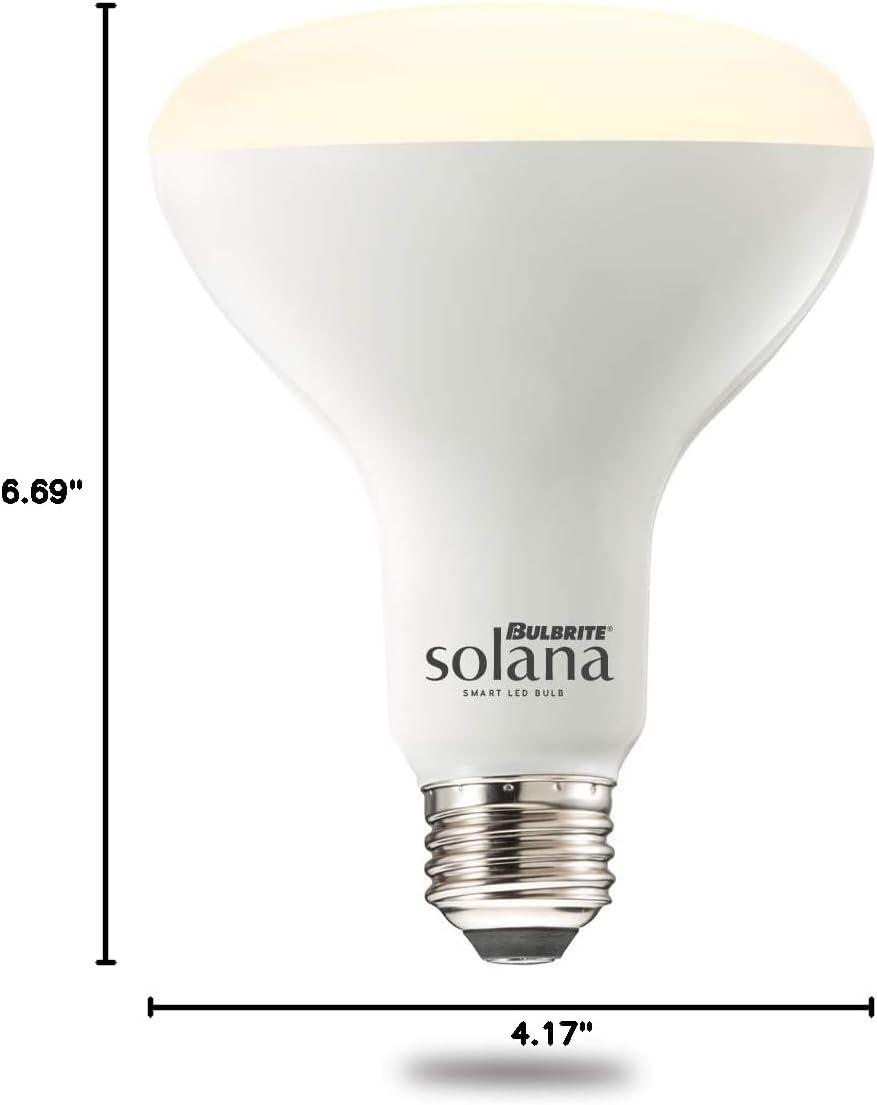 Bulbrite BR30 Ceiling Solana WiFi Connected LED Smart Light Bulb, Single-BR30, Frost