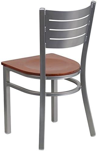 Flash Furniture Silver Slat Back Metal Restaurant Chair