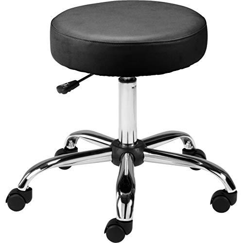 Black Vinyl Backless Pneumatic Height Adjustable Stool with Chrome Base