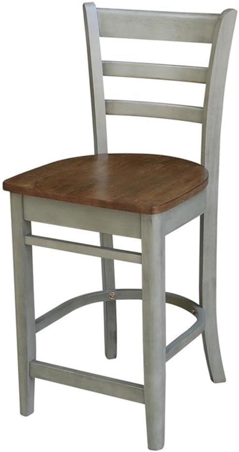 International Concepts Wood Emily Ladder Back Counter Height Stool - 24" Seat Height - Distressed Hickory/Stone