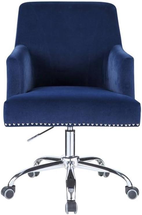 DeeHome ACME Trenerry Office Chair in Blue Velvet & Chrome Finish OF00117