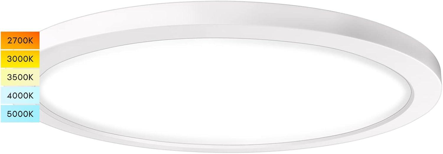 Luxrite 12 Inch Round LED Flush Mount, 22W, 5CCT, 1600 Lumens, IP54 Wet Rated, Dimmable, ETL Listed