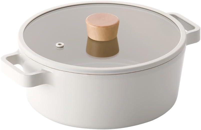 FIKA Kitchen Nonstick 4.0QT Stock Pot with Lid, Healthy Cooking Ceramic Coating Casserole, Induction Compatible Cookware, Stew, Soup Noodle Multi Dutch Oven, Made in Korea (9.5" / 24cm)