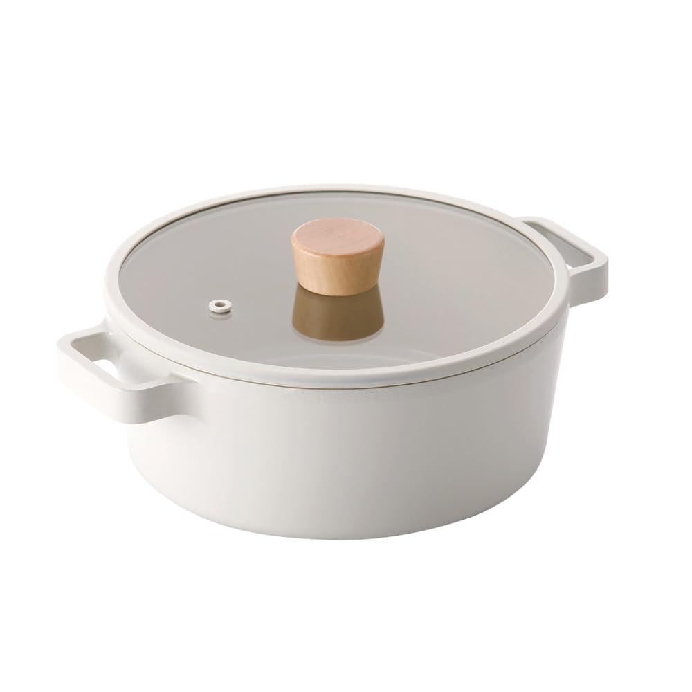 FIKA Kitchen Nonstick 4.0QT Stock Pot with Lid, Healthy Cooking Ceramic Coating Casserole, Induction Compatible Cookware, Stew, Soup Noodle Multi Dutch Oven, Made in Korea (9.5" / 24cm)
