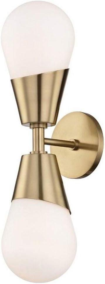 Cora Contemporary 2-Light Aged Brass Wall Sconce with Frosted Glass Shade