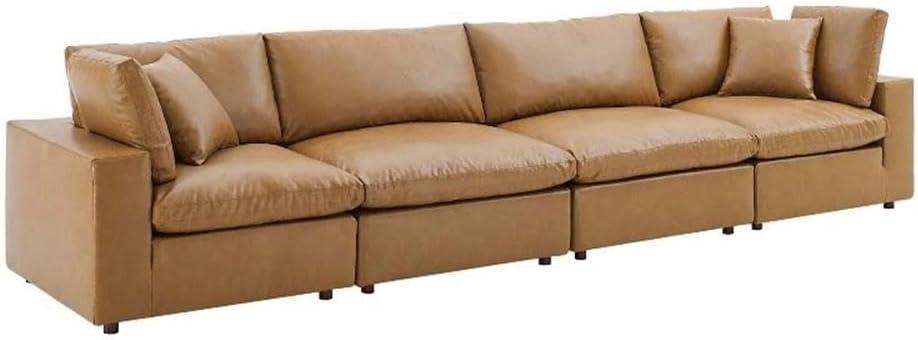 Modway Commix Down Filled Overstuffed Vegan Leather 4-Seater Sofa