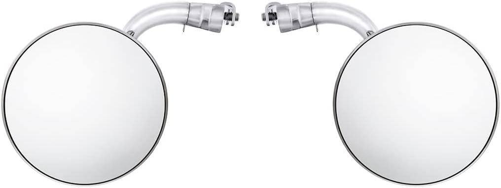 United Pacific 110742 4" Curved Arm, Stainless Steel Peep Mirror Bundle Set (L/H Flat Mirror & R/H Convex Mirror), Chrome Plated Arms - One Pair