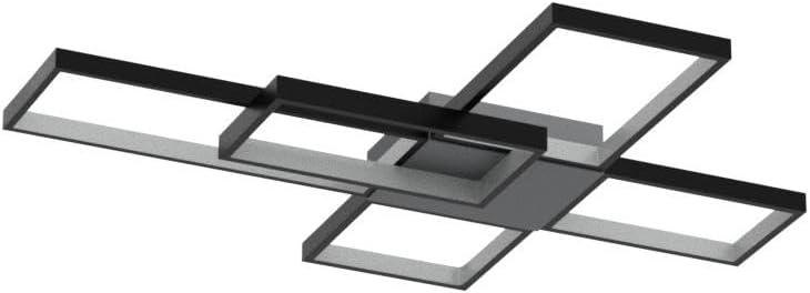 Modern Black Aluminum LED Square Ceiling Light with Remote