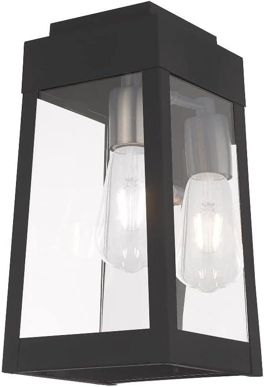 Satin Brass and Clear Glass Modern Industrial Outdoor Lantern