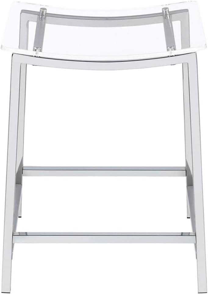 Coaster Set of 2 Jovani Modern Acrylic Backless Counter Height Barstools Clear/Chrome