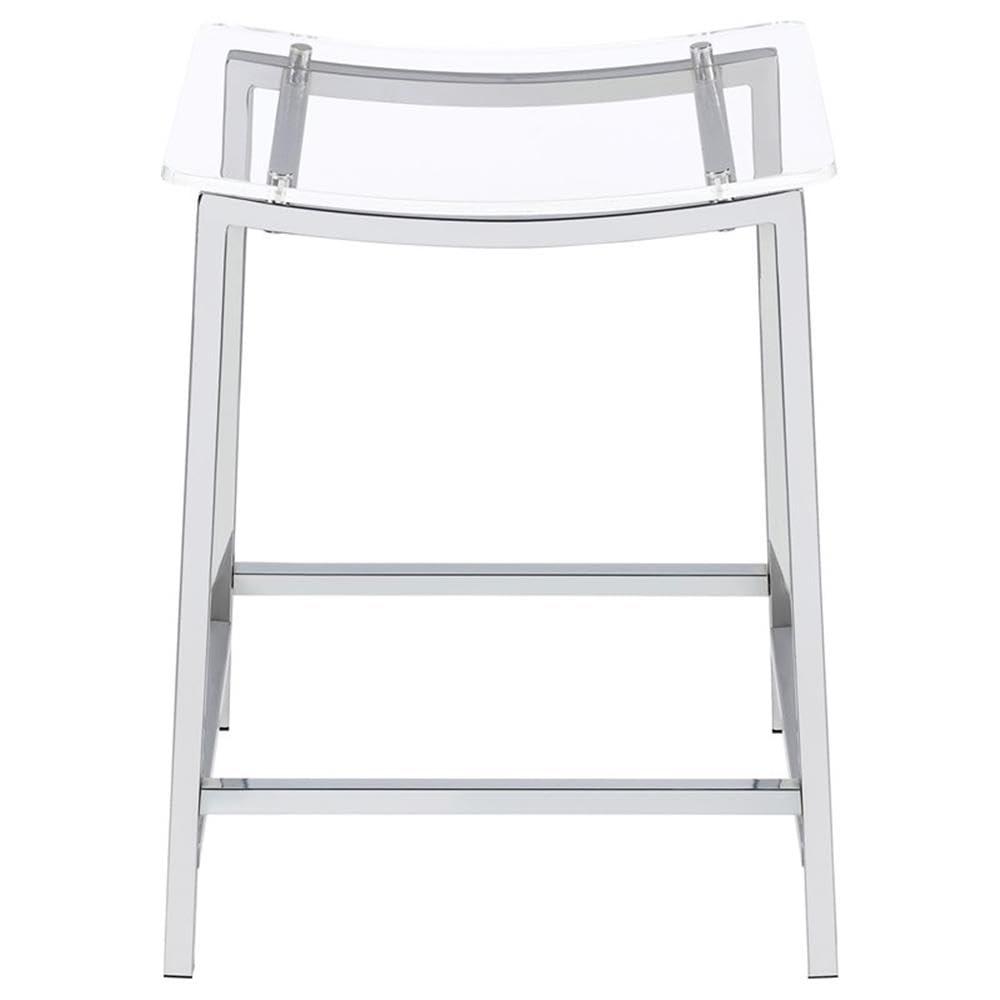 Coaster Set of 2 Jovani Modern Acrylic Backless Counter Height Barstools Clear/Chrome