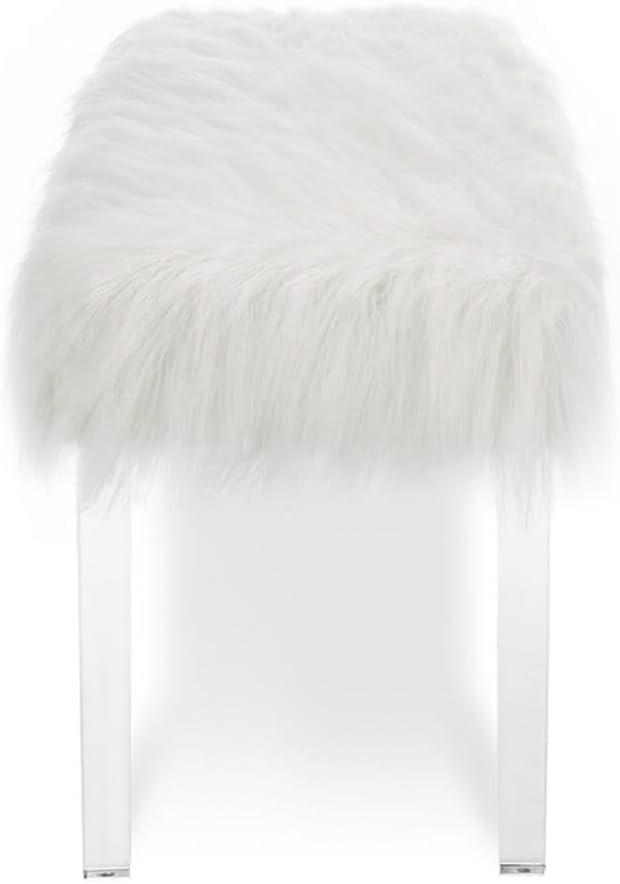 New Classic Furniture Marilyn 19.25" Upholstered Faux Fur Fabric Bench in White