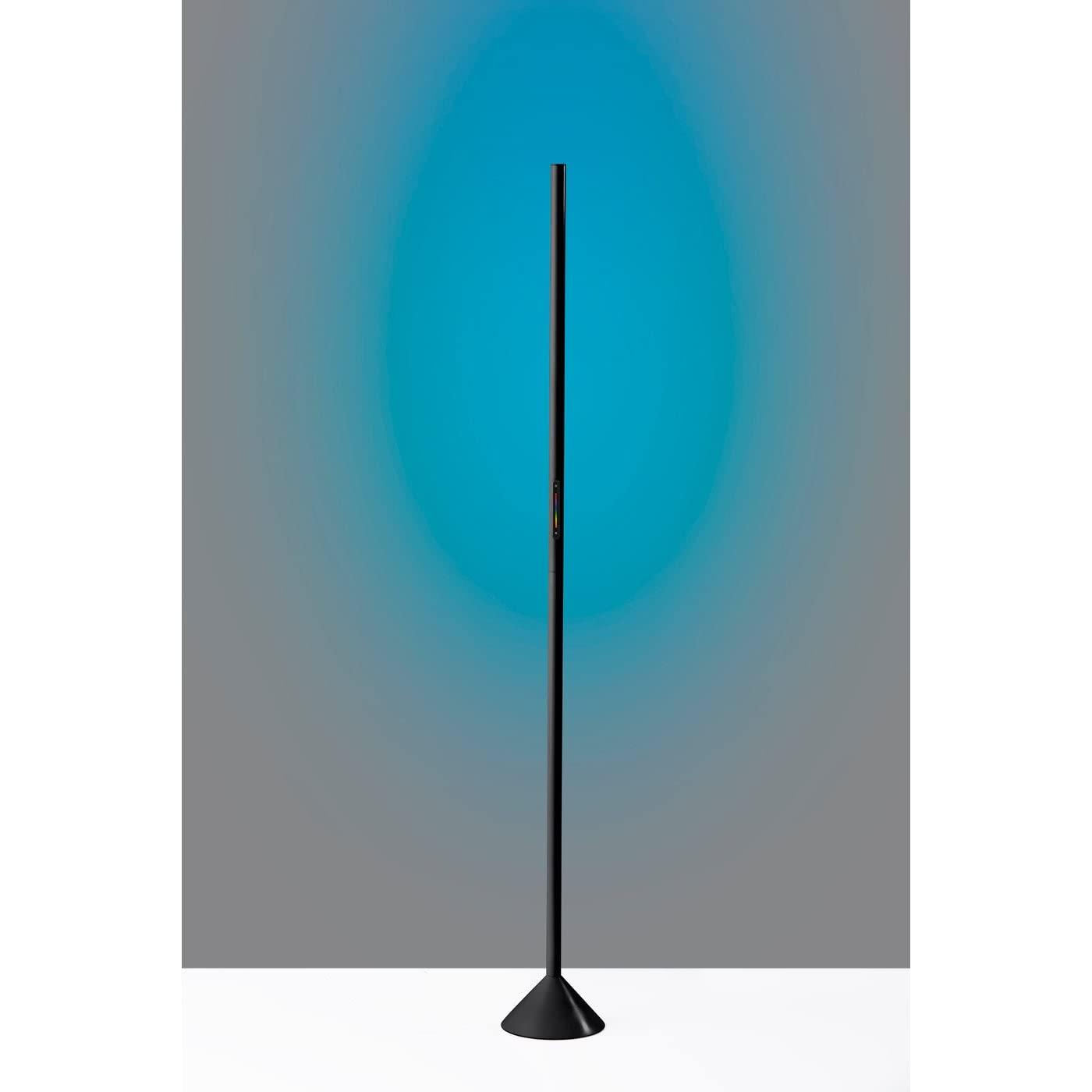 Simplee Adesso Cole LED Color Changing Wall Washer Floor Lamp, Matte Black, Plastic, Frosted Diffuser Shade
