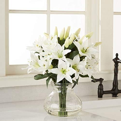 Nearly Natural Large Lily Arrangement with Vase