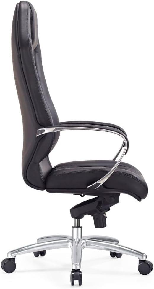 Sterling Black Leather Executive Swivel Chair with Metal Base