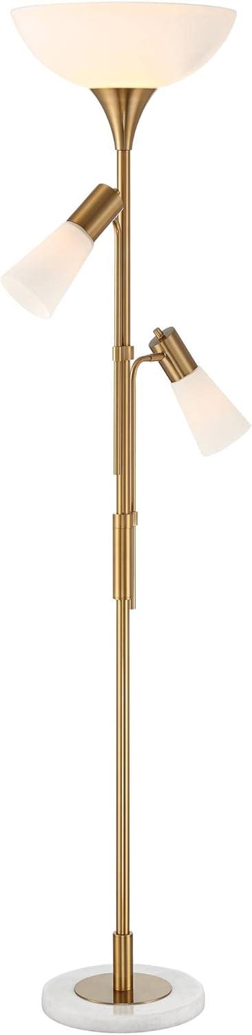 Possini Euro Design Modern Torchiere Floor Lamp with Side Lights 71" Tall Warm Gold Frosted Glass Shade for Living Room House