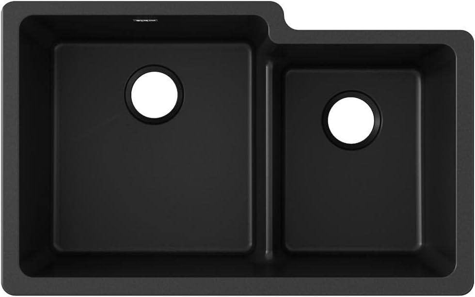 Quartz Classic 33" x 20-1/2" x 9-1/2" Double Basin Undermount Kitchen Sink