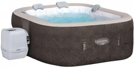 Bestway SaluSpa AirJet 4 to 6 Person Inflatable Hot Tub Square Portable Outdoor Spa with 140 Soothing AirJets and Cover, Brown