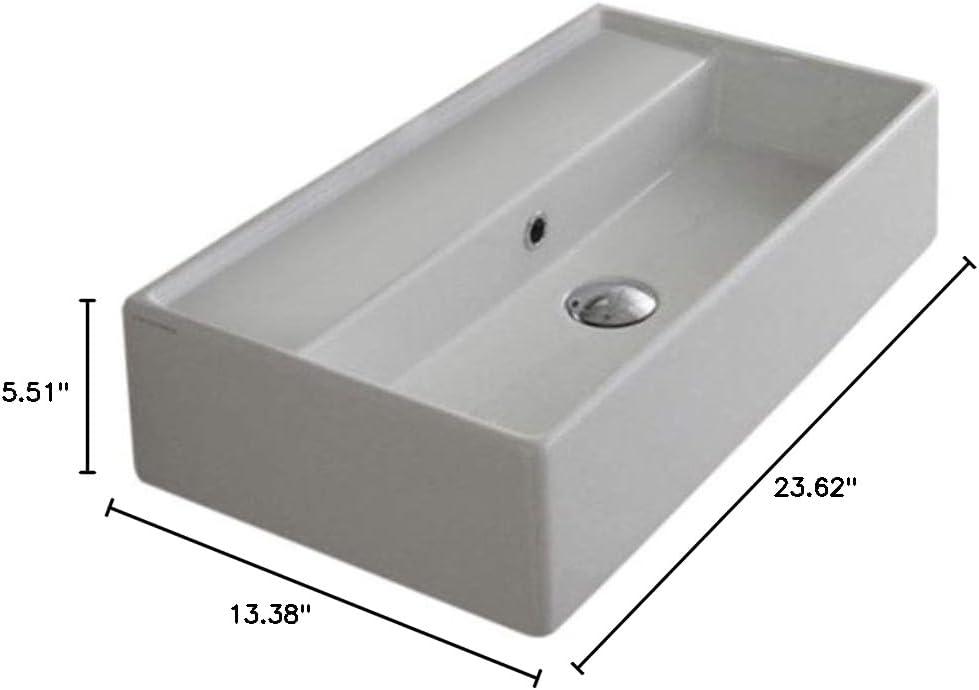 Teorema White Ceramic Rectangular Wall-Mount Bathroom Sink