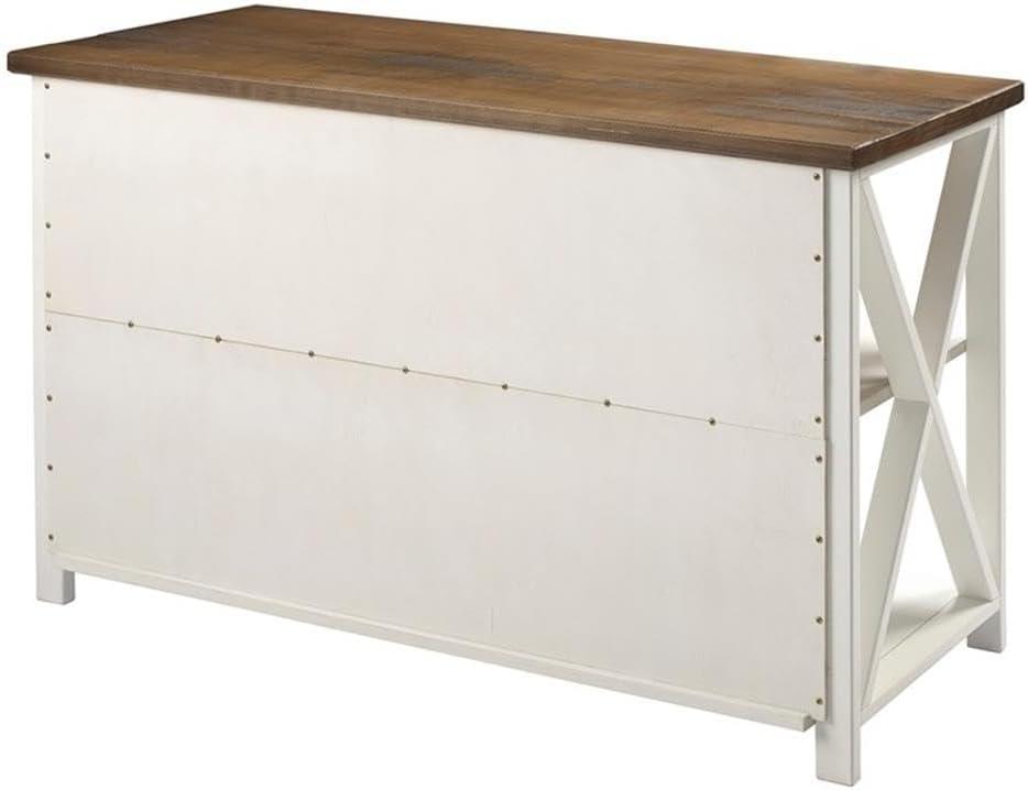 52" Solid Wood Farmhouse Storage Console - White/Reclaimed Barnwood