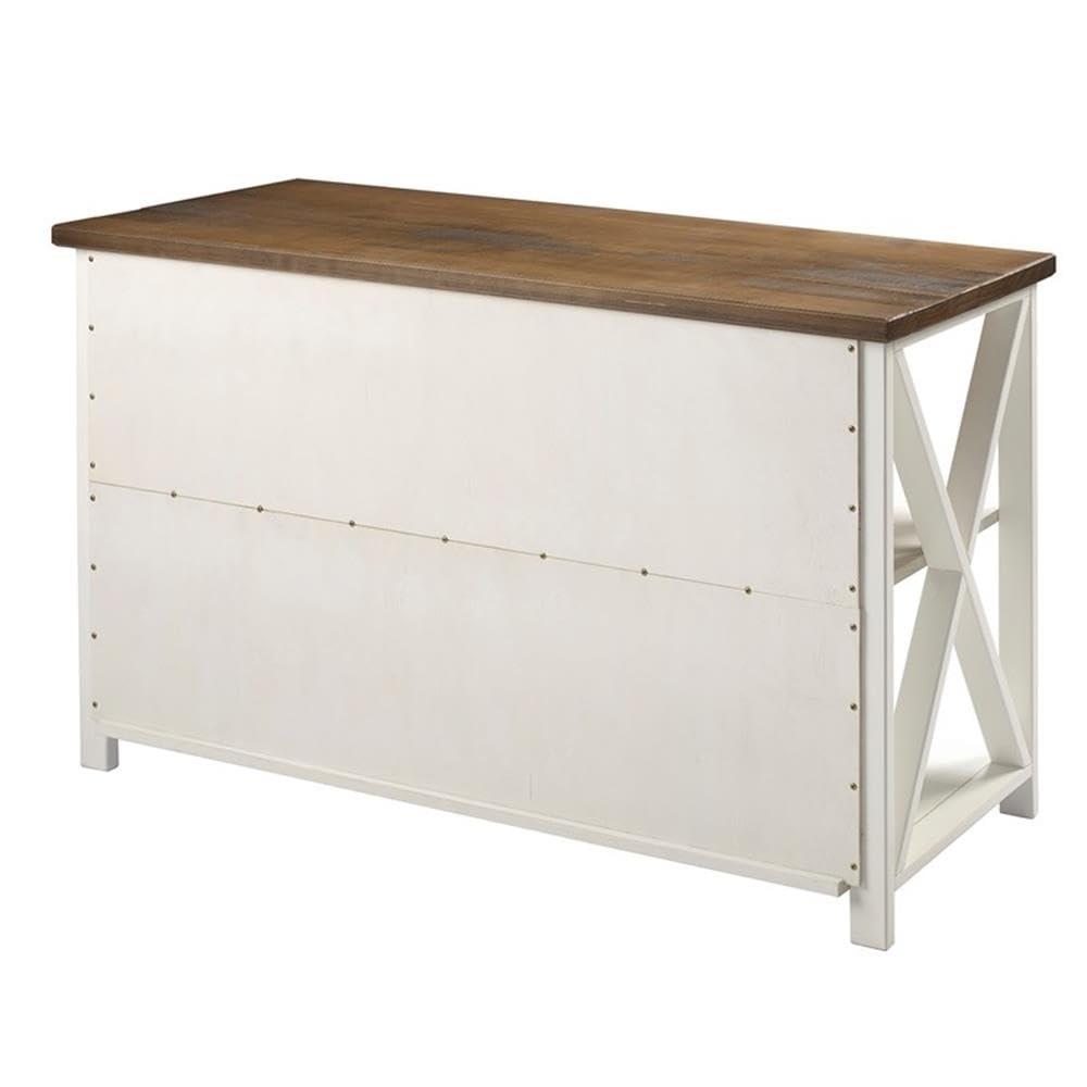 52" Solid Wood Farmhouse Storage Console - White/Reclaimed Barnwood
