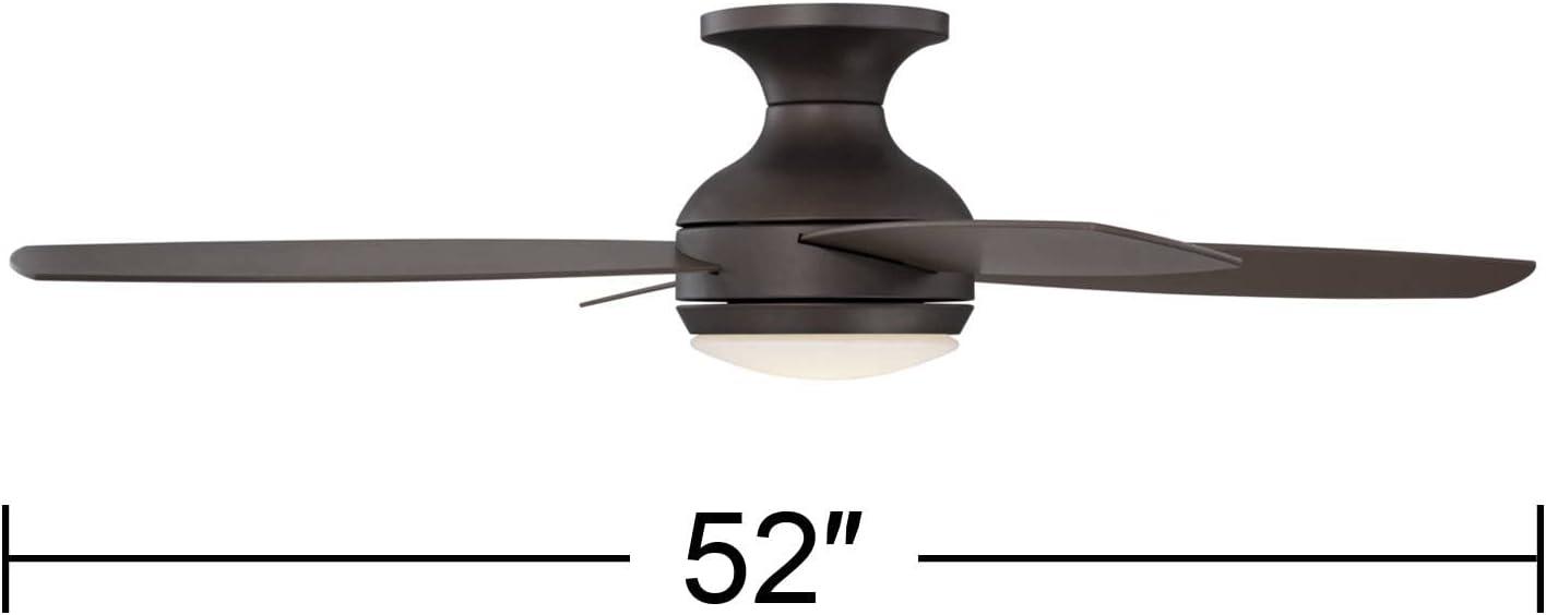 Casa Vieja 52" Casa Elite Mid Century Modern Indoor Ceiling Fan 4 Blade LED Light Remote Control Oil Rubbed Bronze Finish Bedroom Living Room Hugger