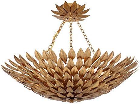 Crystorama Broche 6 Light Antique Gold Semi-Flush 24.5'' W x 11'' H 7 to 12 Inches