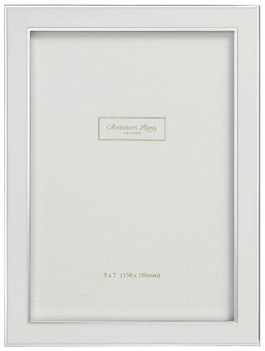 White Enamel and Silver 8x10 Tabletop Photo Frame