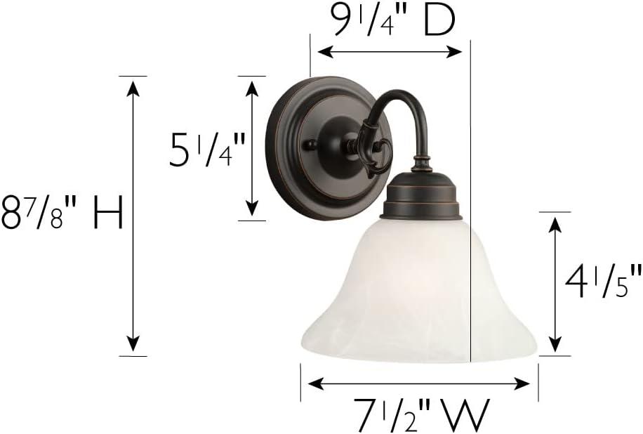 Design House Millbridge Traditional 1-Light Dimmable Wall Light w/ Alabaster Glass in Oil Rubbed Bronze
