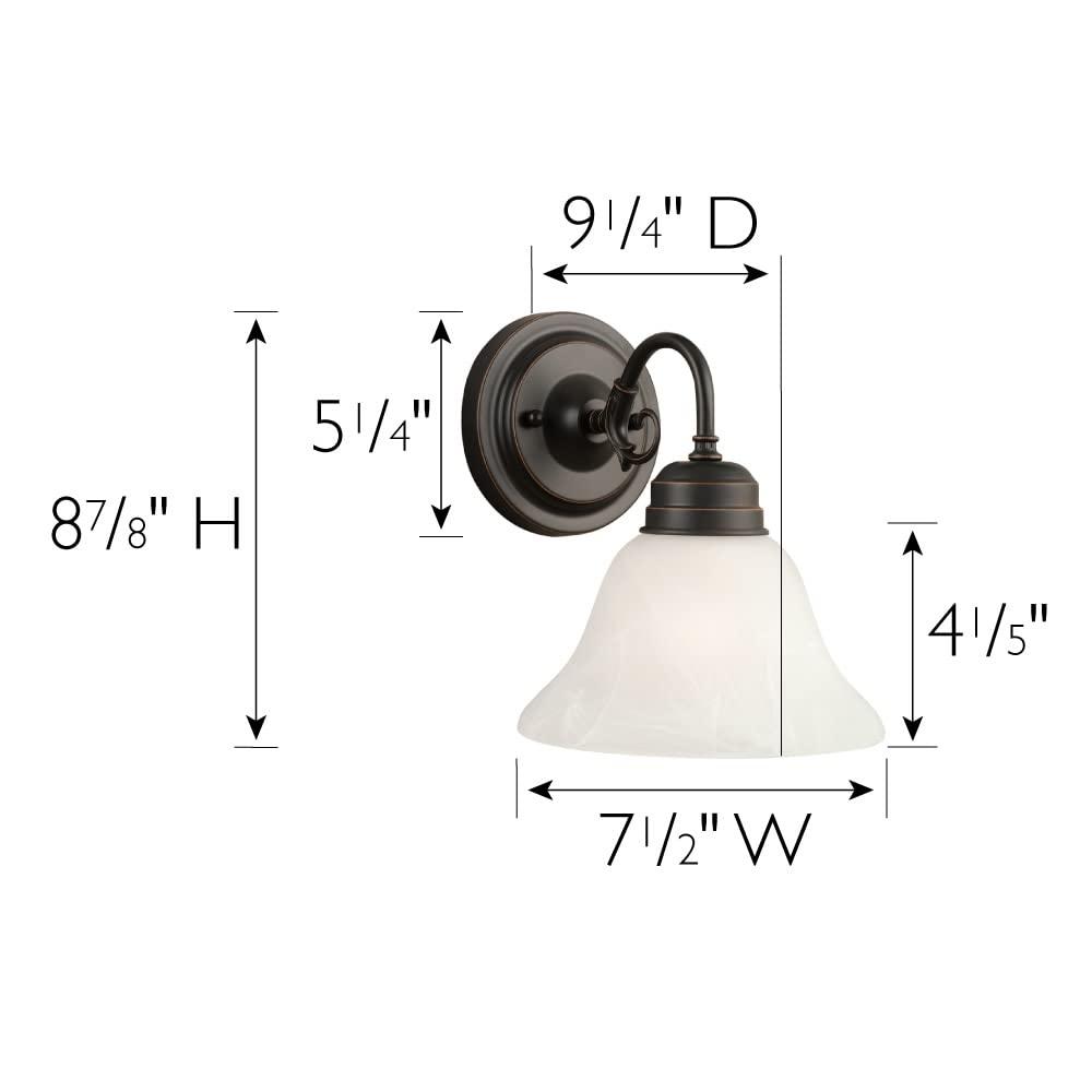 Design House Millbridge Traditional 1-Light Dimmable Wall Light w/ Alabaster Glass in Oil Rubbed Bronze