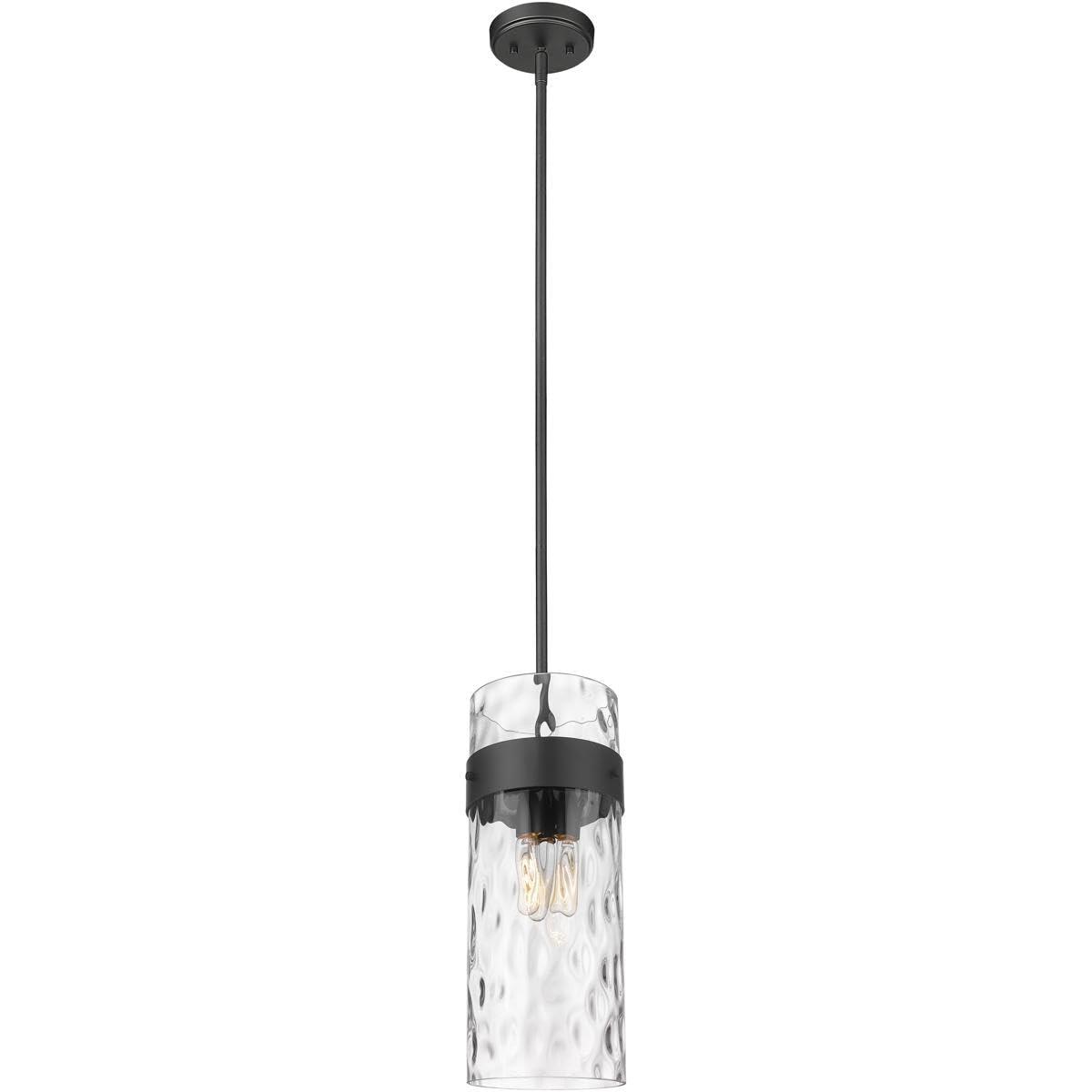 Matte Black and Clear Glass 3-Light Pendant