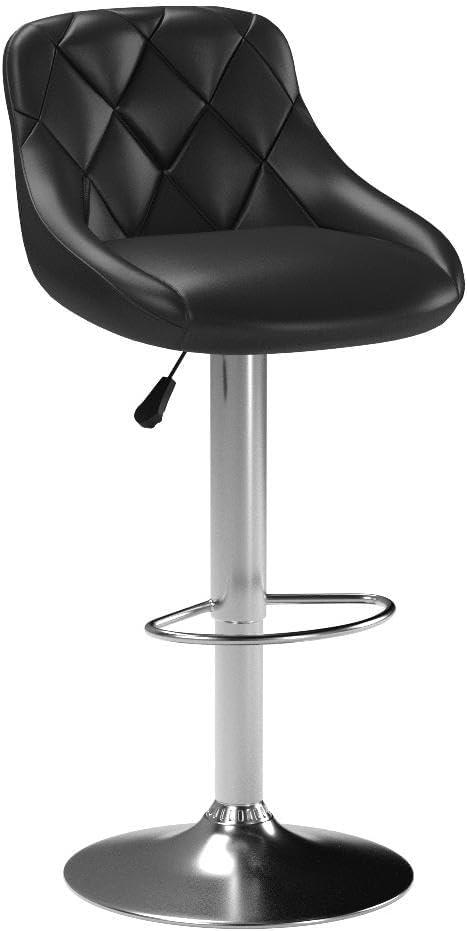 MarketLane Bar Stools Set of 2,Modern PU Leather,Armless with Backrest Swivel Bar Stools,Height Adjustable Swivel Barstool Hydraulic Island Bar Stools Armless Kitchen Counter Bar Chairs,Black