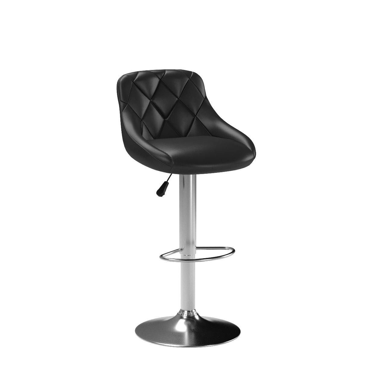 MarketLane Bar Stools Set of 2,Modern PU Leather,Armless with Backrest Swivel Bar Stools,Height Adjustable Swivel Barstool Hydraulic Island Bar Stools Armless Kitchen Counter Bar Chairs,Black