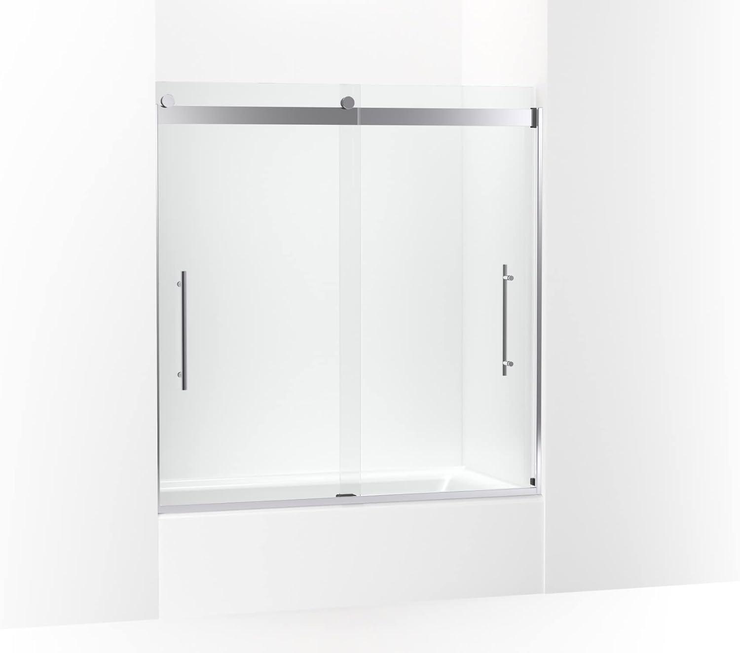 Levity Plus Less Sliding Bath Door, 61-9/16 In. H X 56-5/8 - 59-5/8 In. W, With 3/8 In.-Thick Crystal Clear Glass