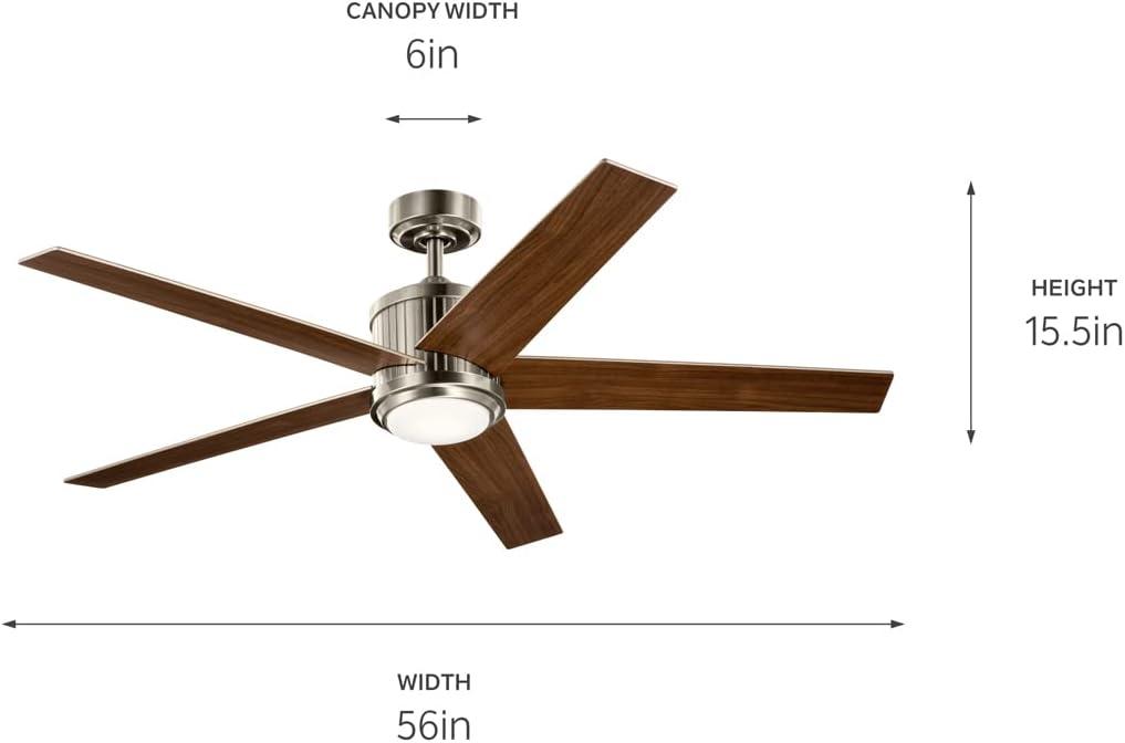 56 Inch Ceiling Fan With Light Kit-Brushed Stainless Steel Finish Kichler Lighting 300044Bss