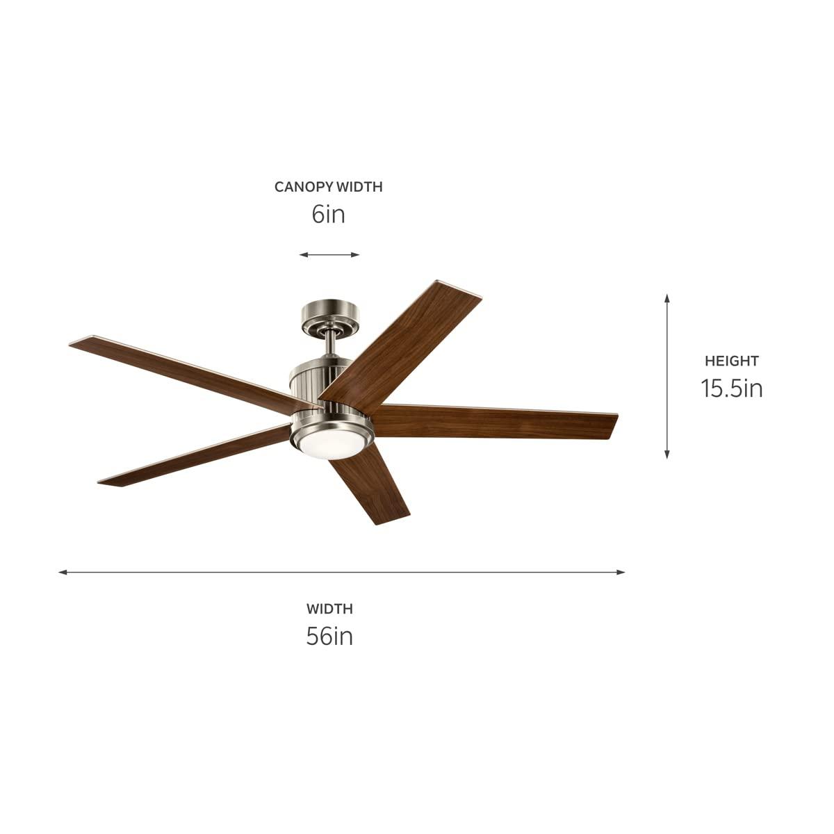 56 Inch Ceiling Fan With Light Kit-Brushed Stainless Steel Finish Kichler Lighting 300044Bss