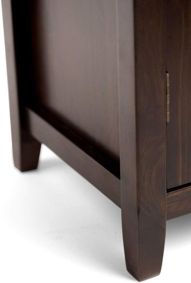 Simpli Home Burlington 40"W Solid Wood 4-Shelf Medium Storage Cabinet with Tempered Glass Doors and Adjustable Shelves