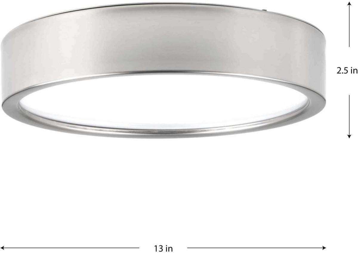 Progress Lighting Portal 1-Light LED Flush Mount, Brushed Nickel, White Acrylic Shade