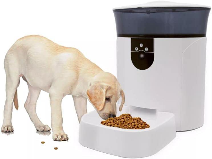 White Smart Wi-Fi Pet Feeder with HD Camera, 7L