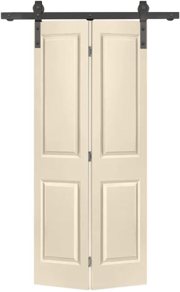 Calhome Paneled MDF Composite Bifold Barn Door with Installation Hardware Kit