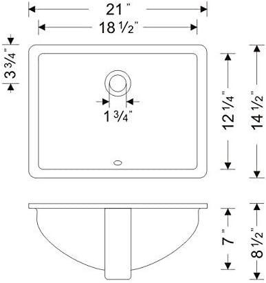 Wells Sinkware RTU2115-7W Wells Sinkware Rhythm Series 14.5'' Ceramic Rectangular Bathroom Sink with Overflow